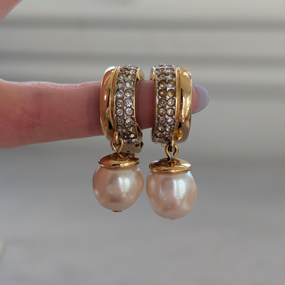 Vintage Givenchy clip on earrings with faux pearl